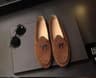 Unisex Suede Leather Bow Loafers Classic SlipOn Flat Dress Shoes 1