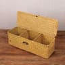Vintage Woven Partitioned Storage Box  Handcrafted Rectangular Shelf Organizer Basket For Home Orga 7