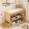 Teng Solid Wood Woven Shoe Bench  MultiLayer Entryway Shoe Changing Stool With Storage 7