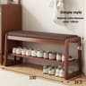 Teng Solid Wood Woven Shoe Bench  MultiLayer Entryway Shoe Changing Stool With Storage 23