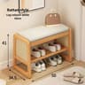 Rattan Woven Shoe Bench With Solid Wood Frame  Entryway MultiLayer Storage Stool 6