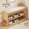 Rattan Woven Shoe Bench With Solid Wood Frame  Entryway MultiLayer Storage Stool 8