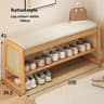 Rattan Woven Shoe Bench With Solid Wood Frame  Entryway MultiLayer Storage Stool 9