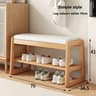Rattan Woven Shoe Bench With Solid Wood Frame  Entryway MultiLayer Storage Stool 13