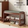 Rattan Woven Shoe Bench With Solid Wood Frame  Entryway MultiLayer Storage Stool 16