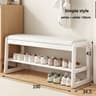 Rattan Woven Shoe Bench With Solid Wood Frame  Entryway MultiLayer Storage Stool 20