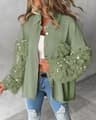 Sequin Colorblock Shacket Jacket  Womens Contrast ButtonUp Raw Hem High Street Coat 17