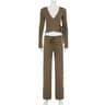 Absobe Womens Autumn Winter Knit 2Piece Lounge Set  Flare Sleeve Crop Cardigan  WideLeg Pants Outfi