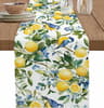 Lemon Tree  Blue Birds Linen Table Runner  Vintage Floral Fruit Dining Table Scarf Decor 6