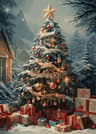 Classic Christmas Canvas Wall Art  Santa Claus  Christmas Tree Holiday Home Decor Poster 21