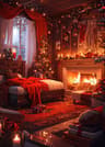 Classic Christmas Canvas Wall Art  Santa Claus  Christmas Tree Holiday Home Decor Poster 22
