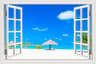 3D Beach Window View Wall Sticker  Ocean Sky Landscape Peel  Stick PVC Wallpaper 14