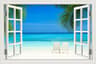 3D Beach Window View Wall Sticker  Ocean Sky Landscape Peel  Stick PVC Wallpaper 17