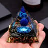 Luxury Lapis Lazuli Crystal Sphere  Pyramid Set  Elegant Geometric Home Decor With Gold Black Base 11