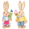 Straw Easter Bunny Figurine Set  14in Spring Rabbit Decor For Home  Garden 9