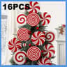 Christmas Candy Cane Ornaments Set  Red  White Peppermint Lollipop Swirls And Sticks For Christmas  8