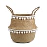 Handmade Wicker Storage Basket  Foldable Seagrass Rattan Belly Planter Woven Laundry  Flower Pot Ba 6
