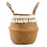 Handmade Wicker Storage Basket  Foldable Seagrass Rattan Belly Planter Woven Laundry  Flower Pot Ba 7