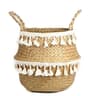 Handmade Wicker Storage Basket  Foldable Seagrass Rattan Belly Planter Woven Laundry  Flower Pot Ba 8
