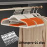 30pcs Velvet Hanger Set  10 HeavyDuty AntiSlip Clothes Hangers  20 Clips For Closet And Wardrobe Or 9