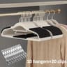 30pcs Velvet Hanger Set  10 HeavyDuty AntiSlip Clothes Hangers  20 Clips For Closet And Wardrobe Or 6