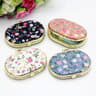 Vintage Floral Pocket Makeup Mirror  Portable DoubleSided Folding Compact Cosmetic Mirror For Women 12