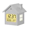 House Shape Digital Alarm Clock  LCD Time Date Week Temperature Display With Snooze Soft Backlight  7