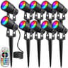 RGBW LED Landscape Light  6W 12V Waterproof Color Changing Garden Spotlight With RF Remote And Spik 11