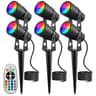 RGBW LED Landscape Light  6W 12V Waterproof Color Changing Garden Spotlight With RF Remote And Spik 9