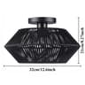 Handwoven Rattan Ceiling Lamp  Rustic Semi Flush Mount Chandelier For Bedroom Living Room Kitchen A 16