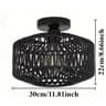 Handwoven Rattan Ceiling Lamp  Rustic Semi Flush Mount Chandelier For Bedroom Living Room Kitchen A 14