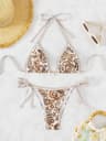 European American Printed Split Bikini Set Sexy Strap Swimsuit 8
