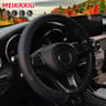 PU Check Pattern Embossed Leather Steering Wheel Cover 3738 Cm 10