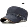 Distressed Washed Cotton Cadet Flat Cap With Leather Binding 6
