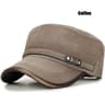 Distressed Washed Cotton Cadet Flat Cap With Leather Binding 9