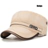 Distressed Washed Cotton Cadet Flat Cap With Leather Binding 10