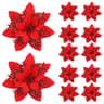 Glitter Artificial Poinsettia Christmas Tree Flower Ornaments 7