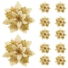Glitter Pink Poinsettia Christmas Tree Flowers Set 5pcs 15