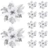 Glitter Pink Poinsettia Christmas Tree Flowers Set 5pcs 16