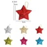 Gold Glitter Star Christmas Tree Ornaments Set 6pcs 6