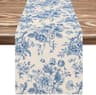 Chinoiserie Blue Floral Linen Table Runner 5