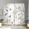 Floral Bird Print Polyester Curtain Set 5