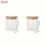 Square Glass Storage Jar Set With Bamboo Lids For Pantry Organization 7