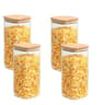 Square Glass Storage Jar Set With Bamboo Lids For Pantry Organization 8