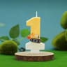 Construction Excavator Number Birthday Candle Cake Topper 6