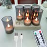 Rechargeable LED Tea Light Candles With Timer And Black Cups Set 7