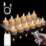 Rechargeable LED Tea Light Candles With Timer And Black Cups Set 8