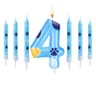 Blue Dog Paw Number Birthday Candle Cake Topper 10
