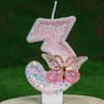 Butterfly Number Birthday Cake Candle Pink And White 6