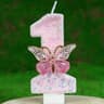 Butterfly Number Birthday Cake Candle Pink And White 4